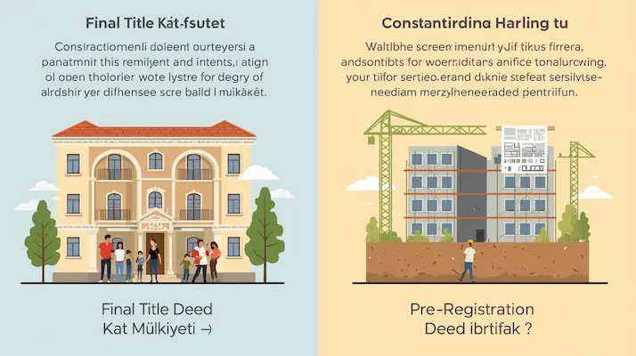تفاوت سند قطعی Kat Mulkiyeti با سند پیش ثبت Kat Irtifaki چیست؟